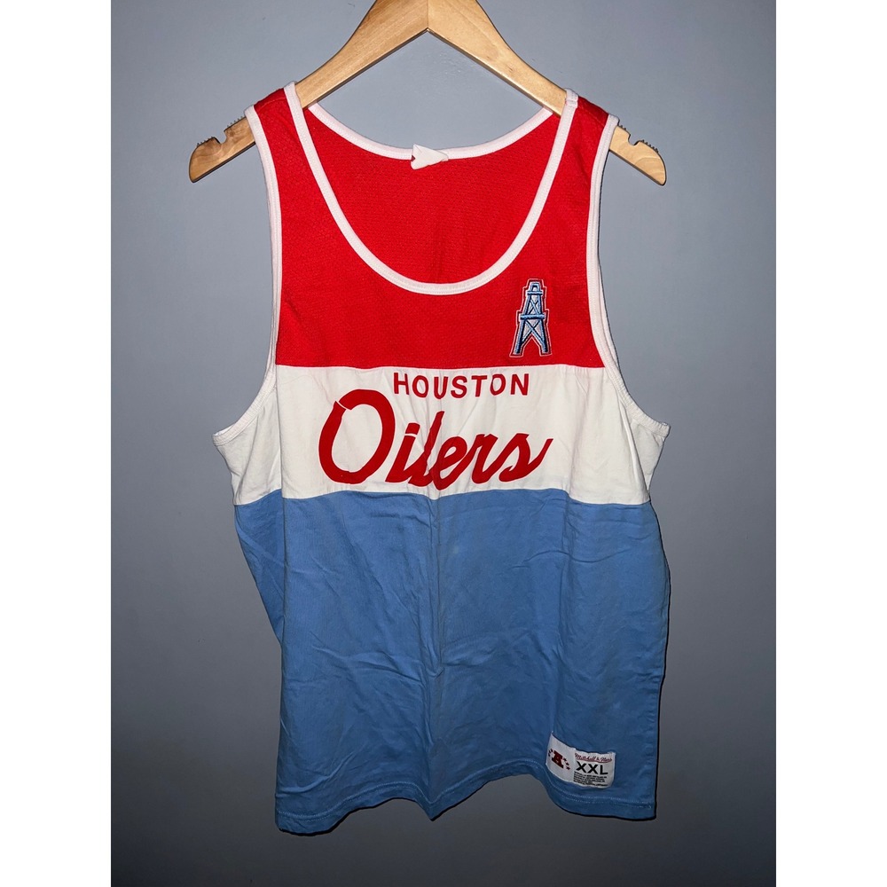 Mitchell & Ness Houston Oilers Tank Top Mens XXL Colorblock Mesh Red White Blue